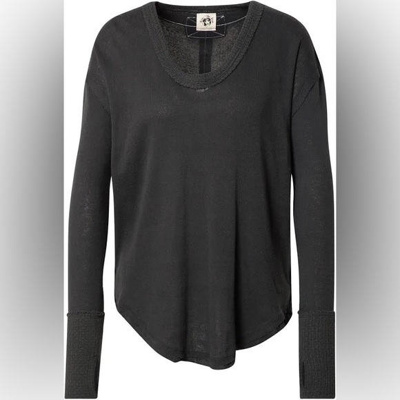 Free People NEW Oversized Cotton raw edge Long Sleeve Top - Picture 3 of 7